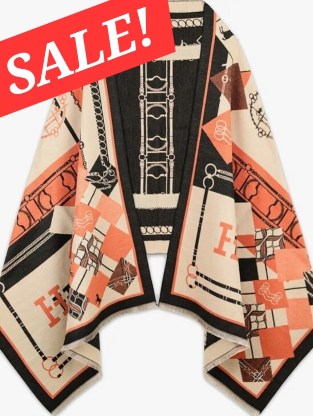 🔴58 Sale!! Stylish Open Front Poncho Cape With Stylish Design Wrap Scarf
